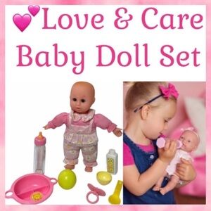 Vintage Baby Doll Vintage Toys Bundle Lot Love & Care Set Pink White Gingham